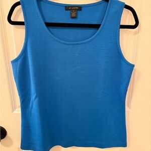 St. John Blue Fitted Sleeveless Tank Top